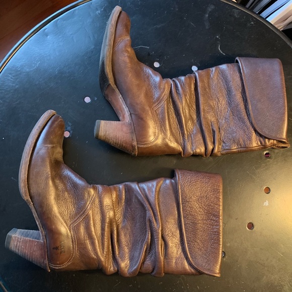 Frye Dorado Brown Slouch Leather Boots Sz 6 - Picture 2 of 8